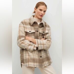 MANGO Plaid Wool-Blend Overshirt Jacket – Size XS